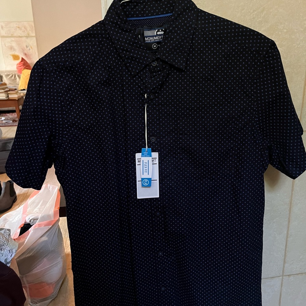 black with blue details casual button down